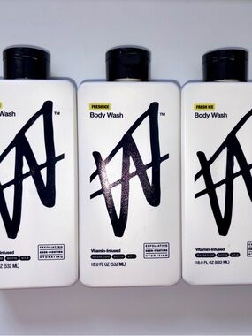 3 x W By Jake Paul Body Wash - Exfoliating - Hydrating - Fresh Ice - 18 fl oz